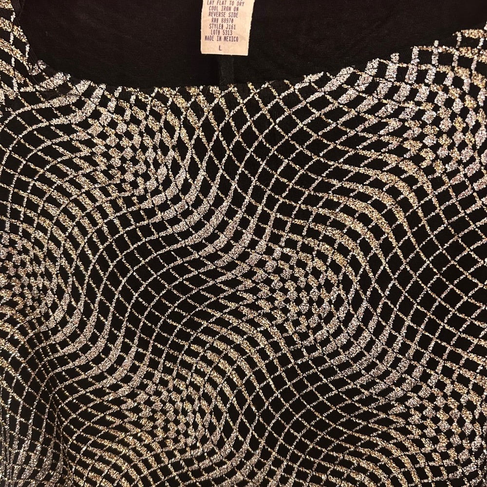 Ronni Nicole by Ouida Womens Top L Black Metallic Gold Silver Vtg  90's Glam - Picture 4 of 6